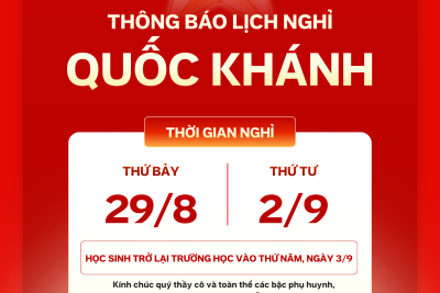 THÔNG BÁO LỊCH NGHỈ LỄ QUỐC KHÁNH