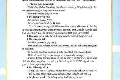 THÔNG BÁO TUYỂN SINH LỚP 1